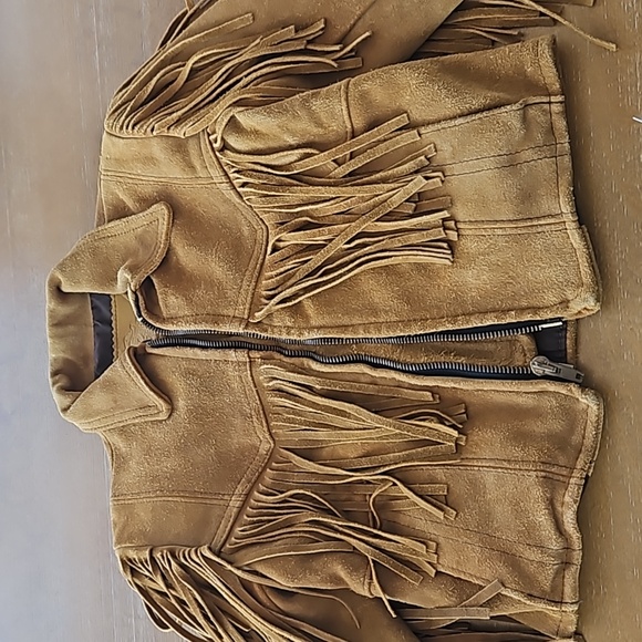 VINTAGE BRANDED GARMENTS SUEDE FRINGED KIDS LEATHER JACKET - Picture 16 of 16